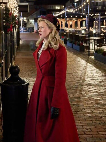 A Newport Christmas Ella Red Wool Trench Coat