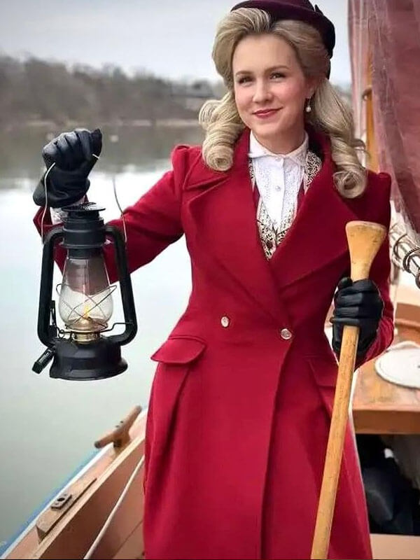 A Newport Christmas Ella Red Wool Trench Coat
