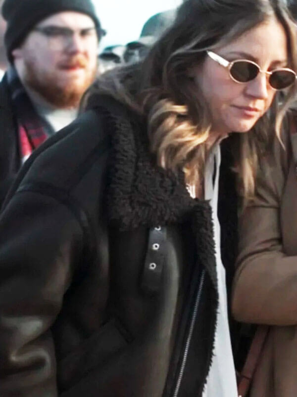 Abby Elliott All Her Fault Season 01 Green Shearling Jacket