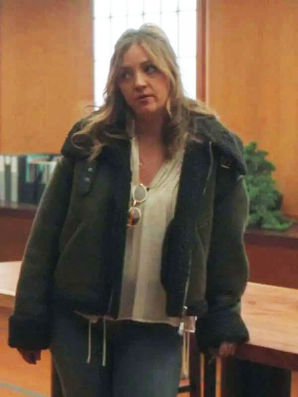 Abby Elliott All Her Fault Season 01 Green Shearling Jacket