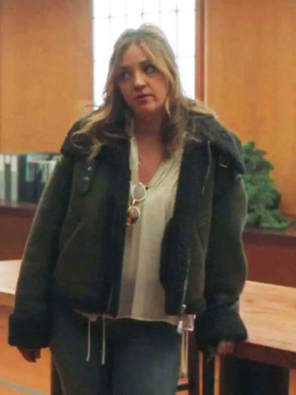 Abby Elliott All Her Fault Season 01 Green Shearling Jacket