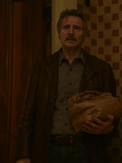 Absolution 2024 Liam Neeson Brown Leather Coat