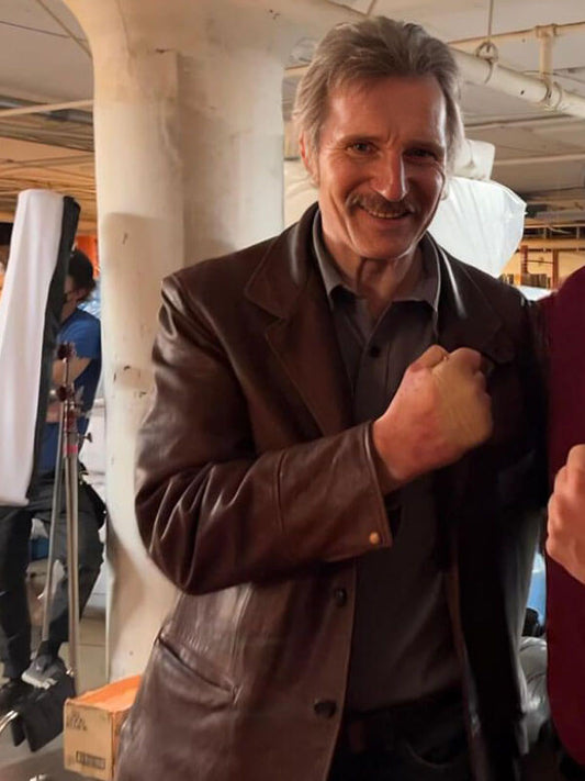 Absolution 2024 Liam Neeson Brown Leather Coat