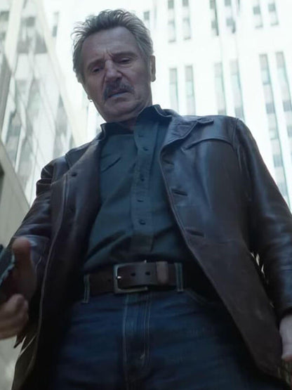 Absolution 2024 Liam Neeson Thug Brown Leather Jacket