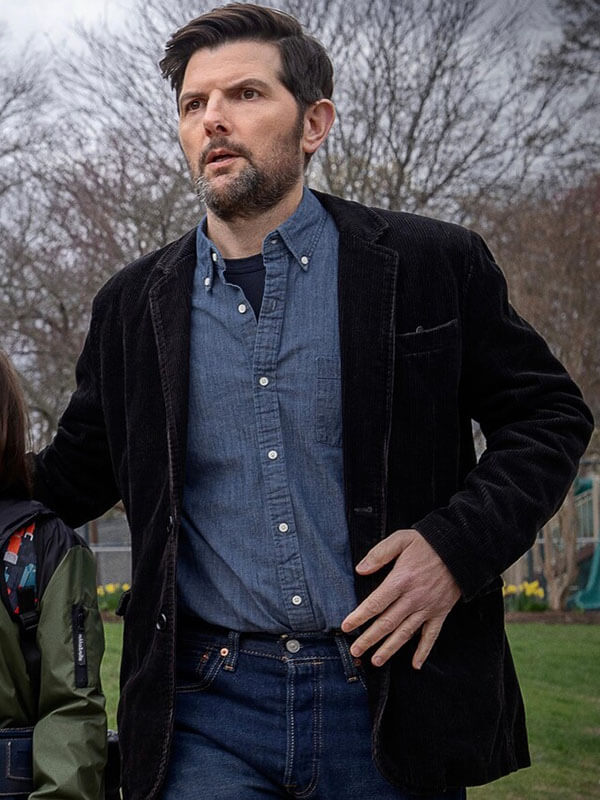 Adam Scott The Whisper Man 2026 Black Corduroy Blazer