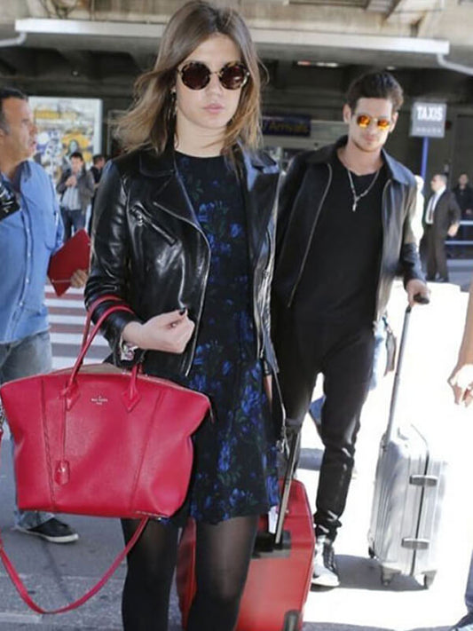 Adele Exarchopoulos Black Leather Jacket