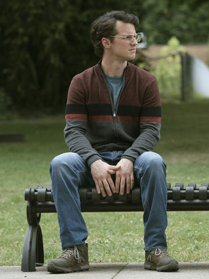 Adrian Chase Peacemaker Season 02 Red & Grey Cardigan Jacket