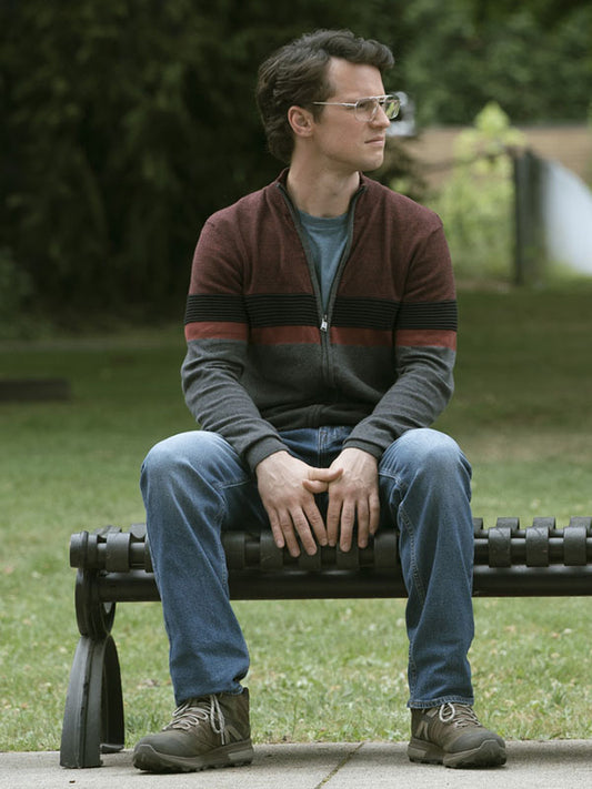 Adrian Chase Peacemaker Season 02 Red & Grey Cardigan Jacket