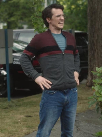 Adrian Chase Peacemaker Season 02 Red & Grey Cardigan Jacket