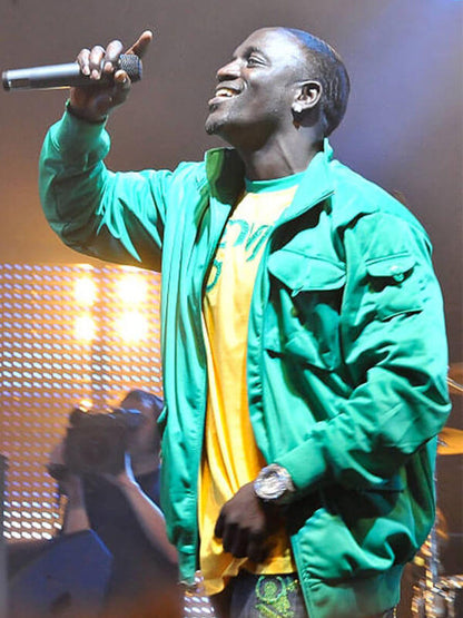 Akon BBC Radio 2009 Green Wind Breaker Jacket