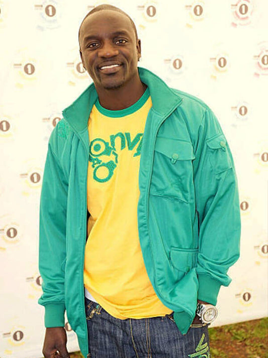 Akon BBC Radio 2009 Green Wind Breaker Jacket