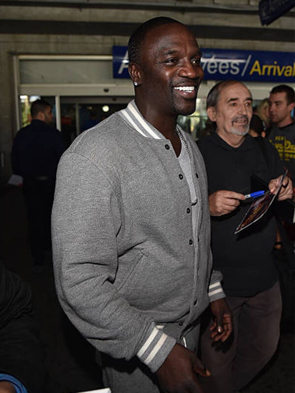 Akon Cannes France Grey Bomber Jacket