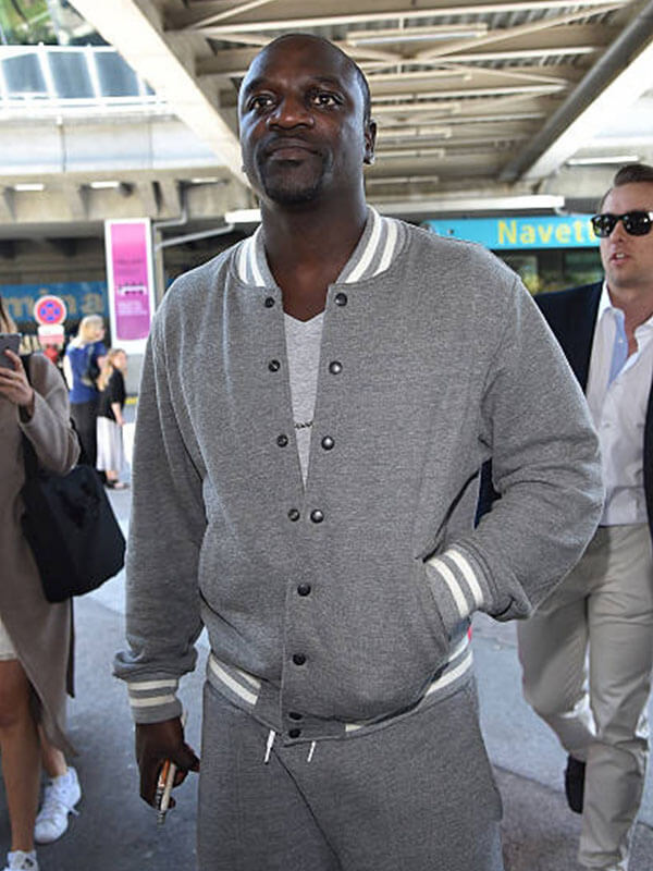 Akon Cannes France Grey Bomber Jacket