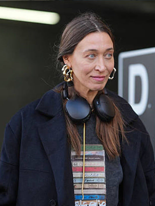 Alana Hadid Street Style Black Cotton Coat