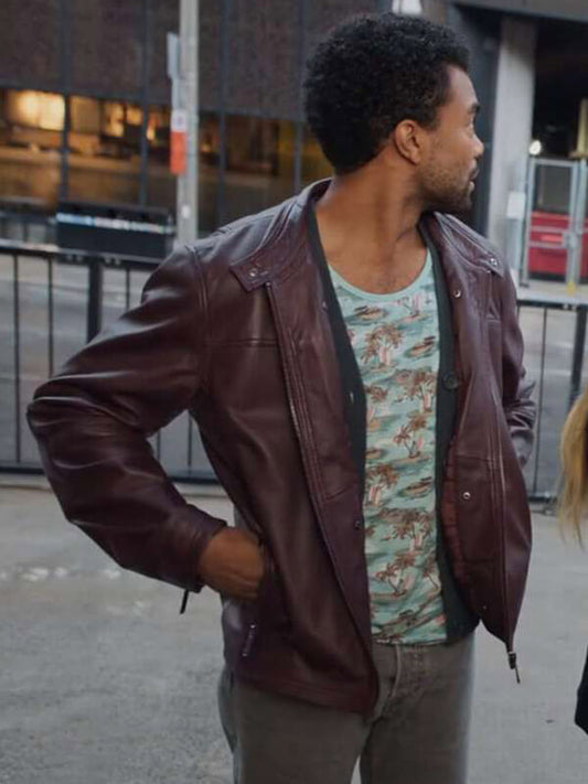 Alexander Nunez True Justice Family Ties Brown Leather Jacket 