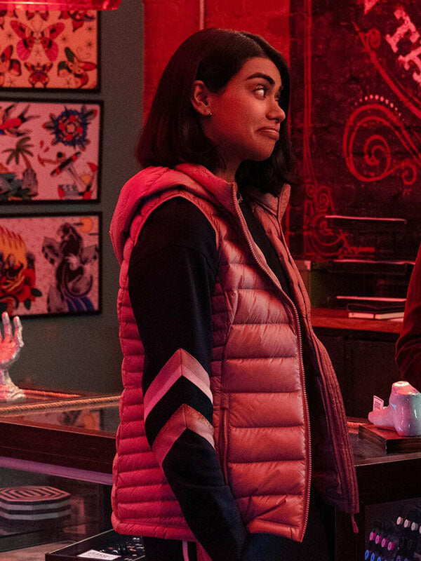 Aneesa Never Have I Ever Season 02 Mauve Puffer Vest