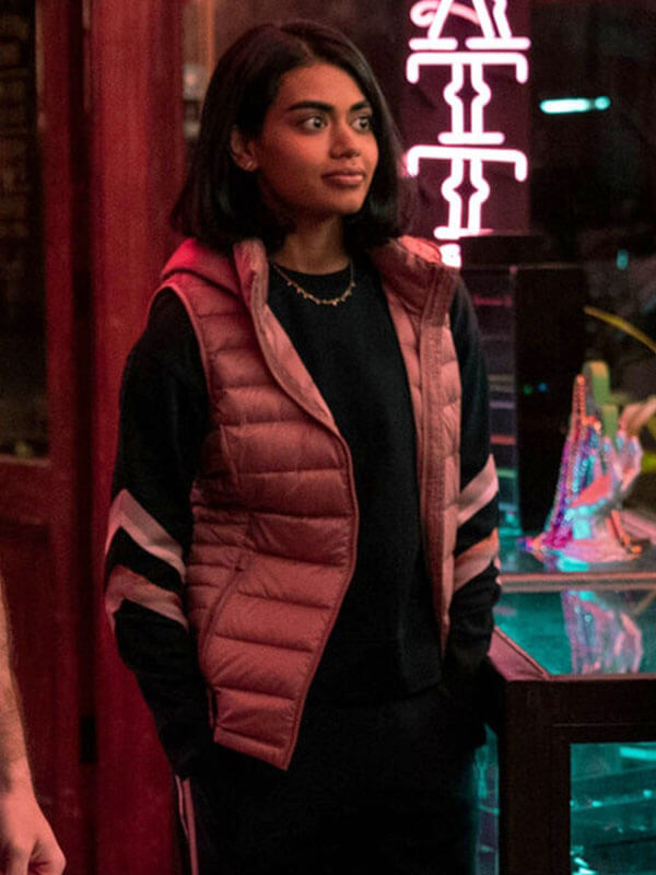 Aneesa Never Have I Ever Season 02 Mauve Puffer Vest