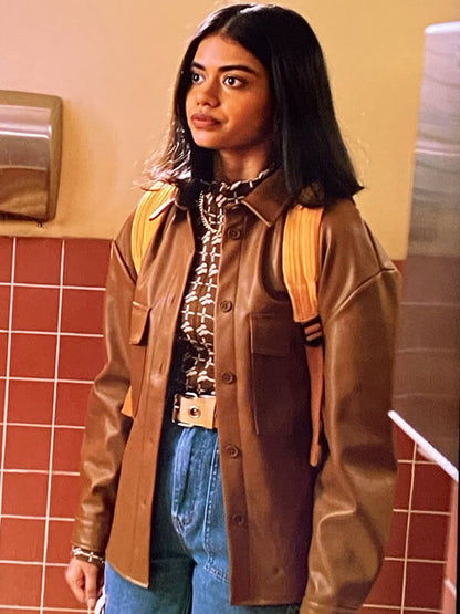 Aneesa Never Have I Ever Season 03 Brown Leather Jacket