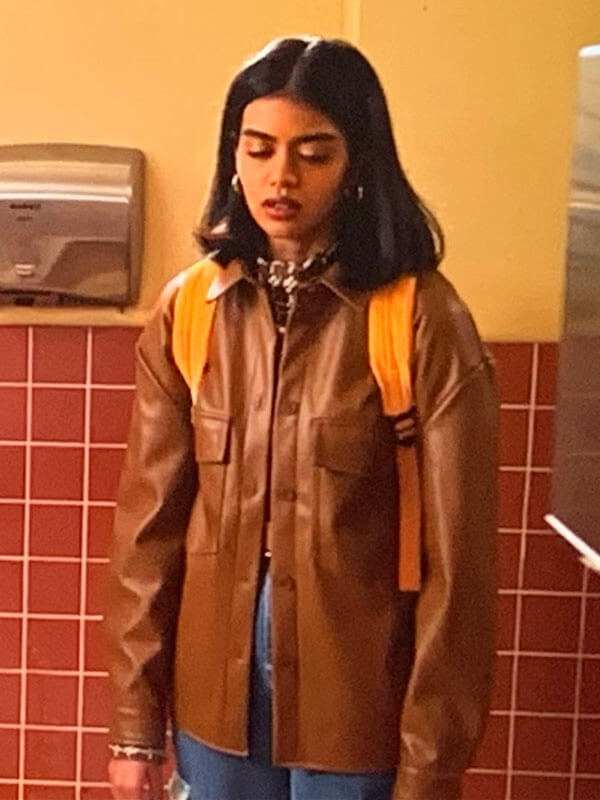 Aneesa Never Have I Ever Season 03 Brown Leather Jacket