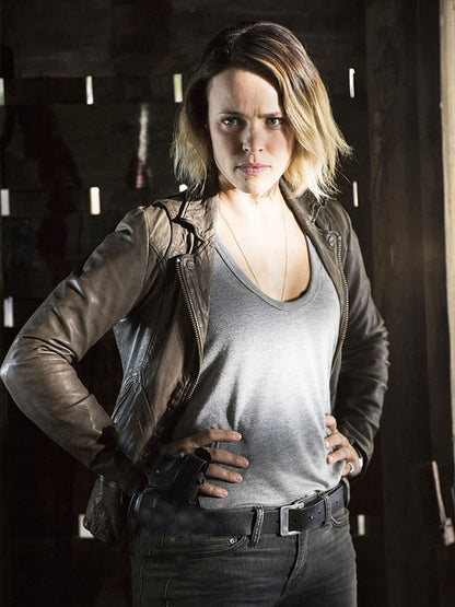 Ani Bezzerides true Detective Season 02 Brown Leather Biker Jacket
