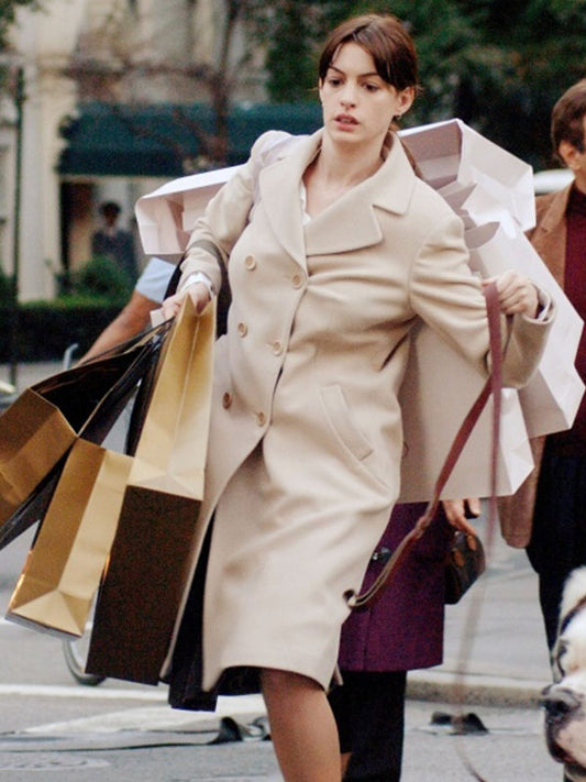 Anne Hathaway The Devil Wears Prada 2 Beige Wool Coat