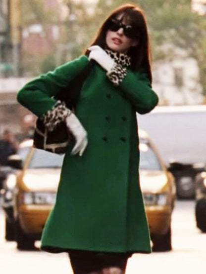 Anne Hathaway The Devil Wears Prada 2006 Green Wool Coat