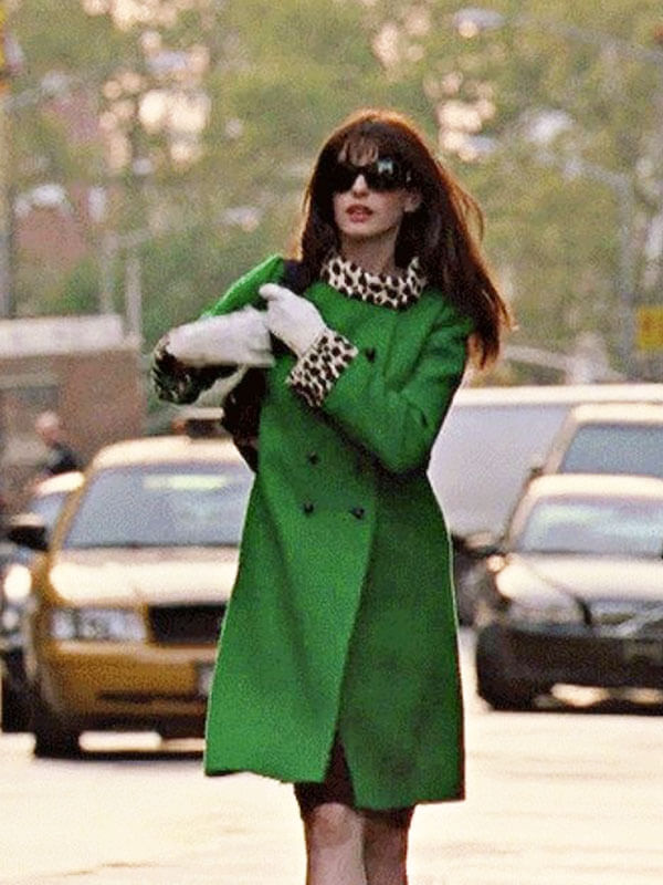 Anne Hathaway The Devil Wears Prada 2006 Green Wool Coat