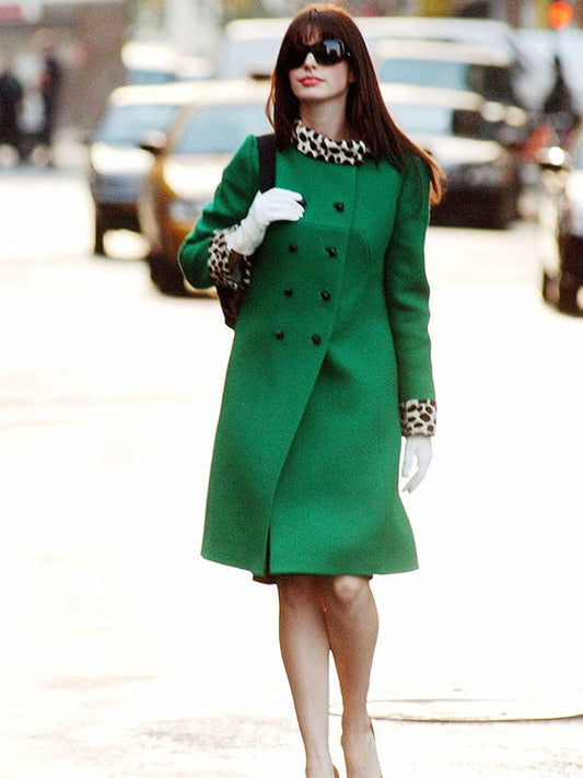 Anne Hathaway The Devil Wears Prada 2006 Green Wool Coat