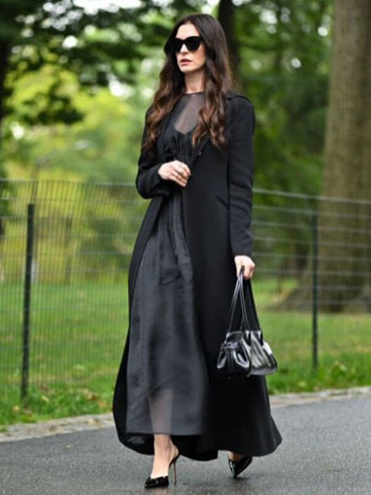 Anne Hathaway The Devils Wear Prada 2 Black Long Coat