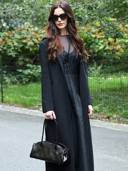 Anne Hathaway The Devils Wear Prada 2 Black Long Coat