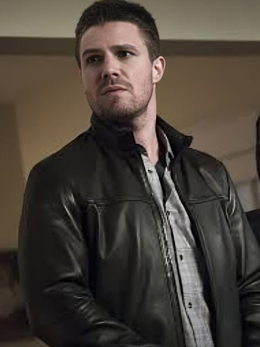 Arrow 2012 Season 6 Stephen Amell Dark Night Leather Jacket