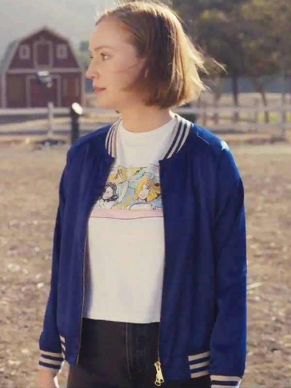 Ava Benton Hacks Season 02 Blue Bomber Jacket