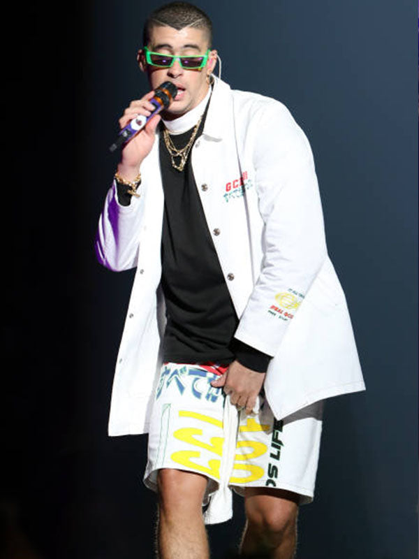 Bad Bunny American Airline Concert White Jacket and Short.