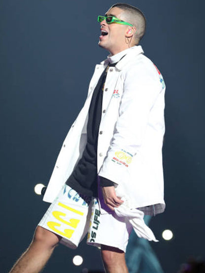 Bad Bunny American Airline Concert White Jacket and Short.