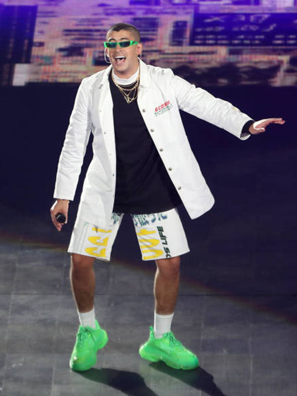 Bad Bunny American Airline Concert White Jacket and Short.