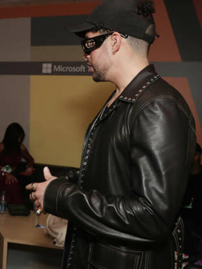  Bad Bunny Billboard Awards Black Leather Coat