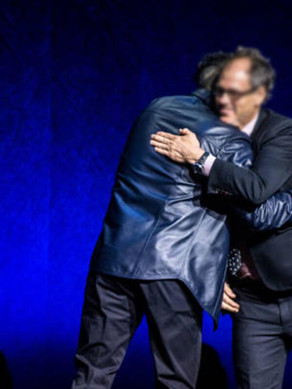 Bad Bunny Cinema Con Blue Leather Jacket