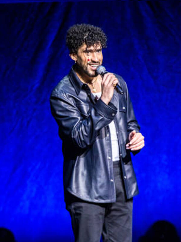 Bad Bunny Cinema Con Blue Leather Jacket