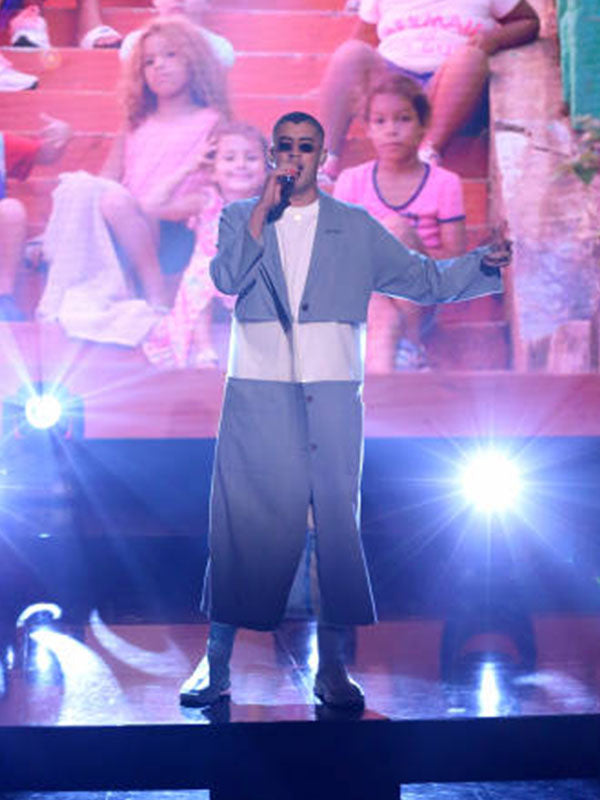 Bad Bunny Jimmy Fallon Show Live Blue Coat.