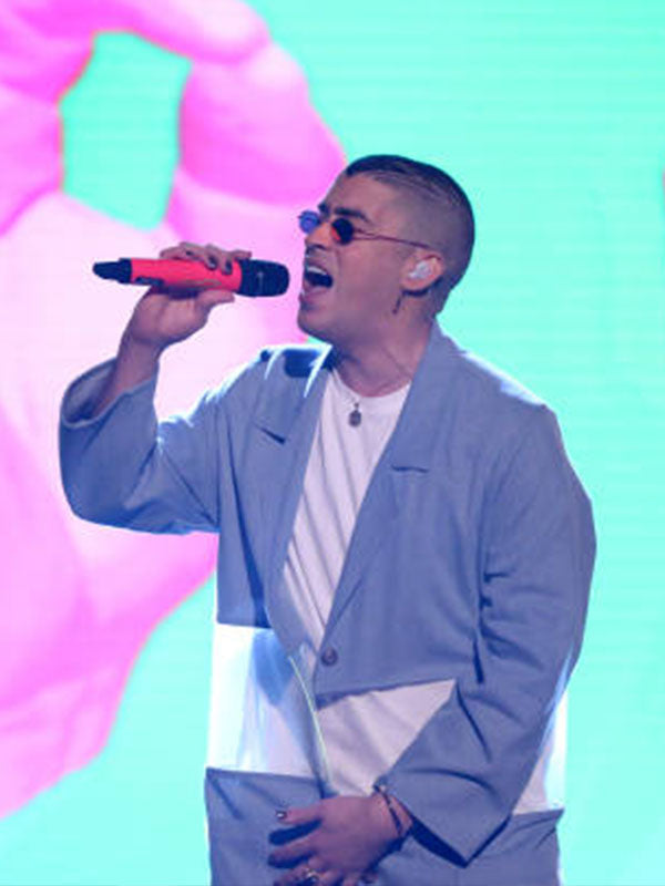 Bad Bunny Jimmy Fallon Show Live Blue Coat.