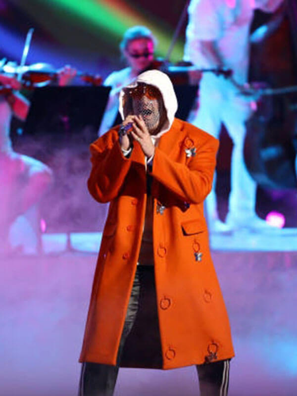 Bad Bunny Latin Grammy's Orange Coat.