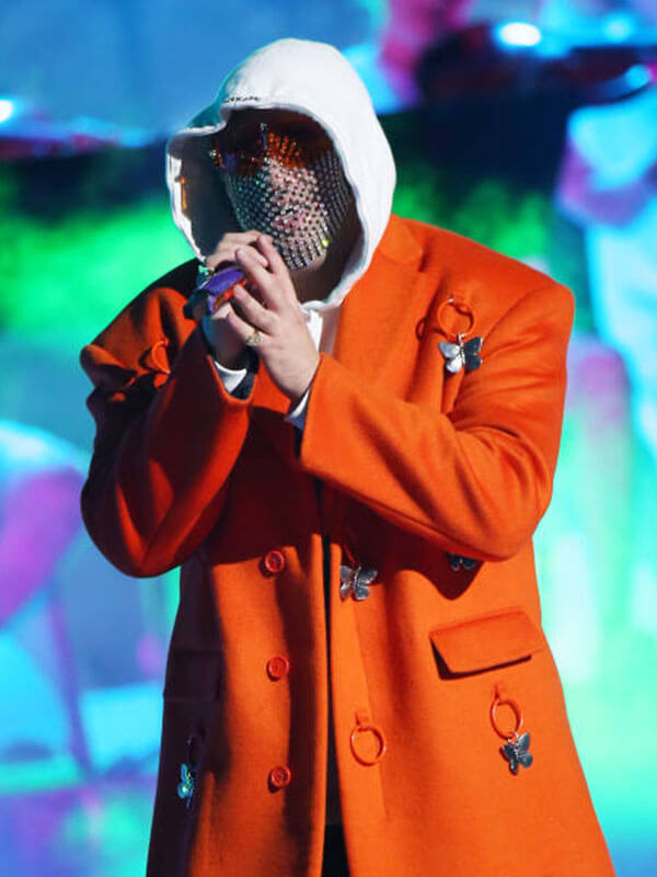 Bad Bunny Latin Grammy's Orange Coat.