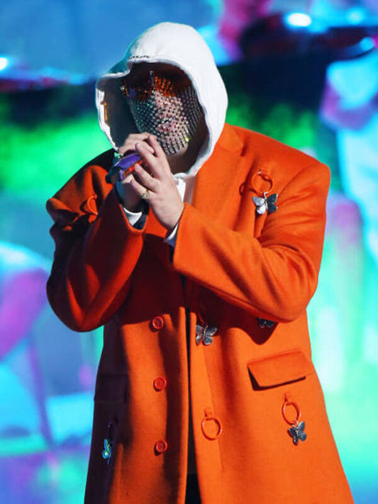 Bad Bunny Latin Grammy's Orange Coat.
