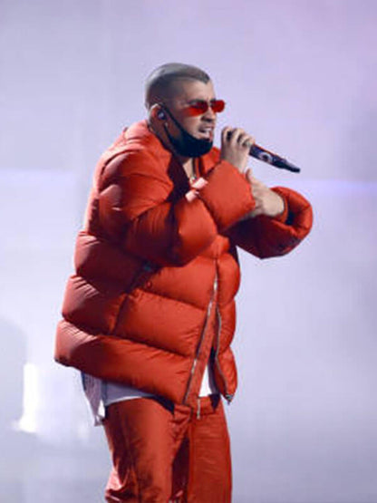 Bad Bunny Latin Grammy's Orange Puffer Jacket