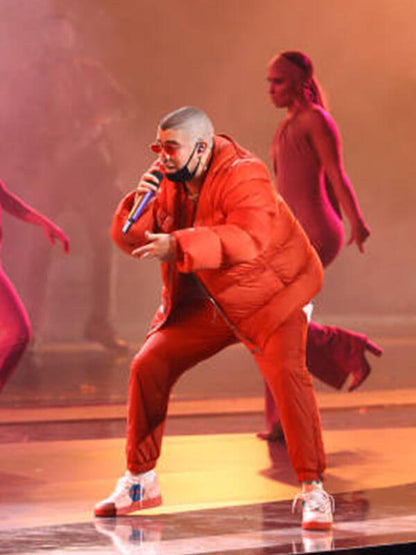 Bad Bunny Latin Grammy's Orange Puffer Jacket