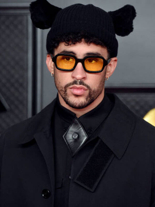 Bad Bunny Pre Grammy's Ceremony Black Coat.