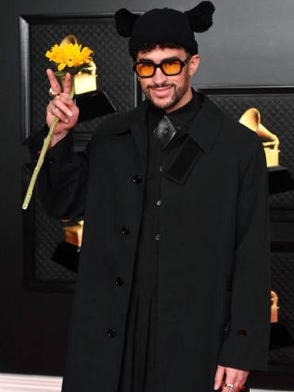 Bad Bunny Pre Grammy's Ceremony Black Coat.