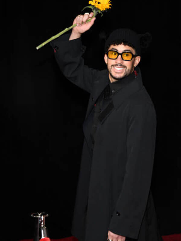 Bad Bunny Pre Grammy's Ceremony Black Coat.