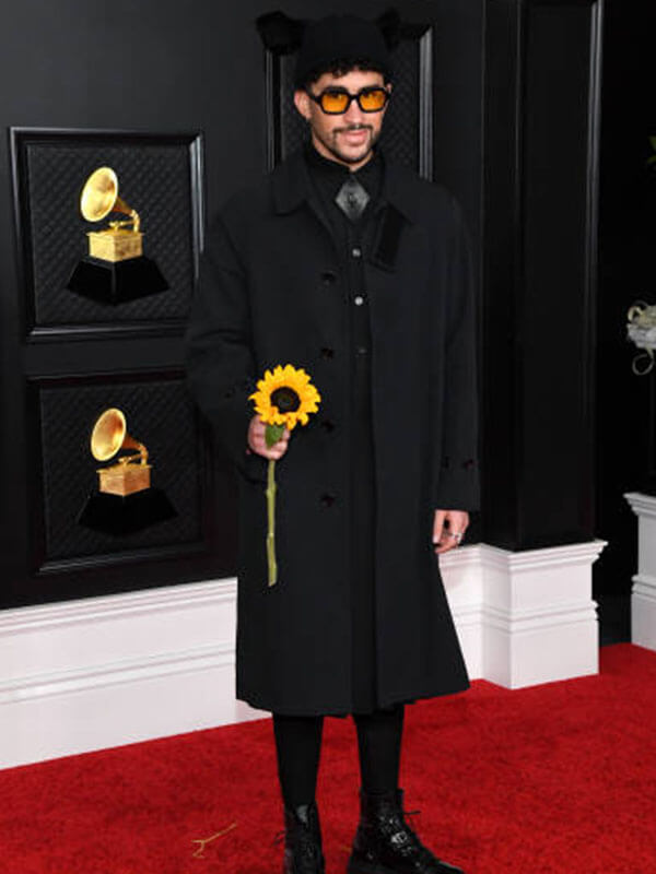 Bad Bunny Pre Grammy's Ceremony Black Coat.