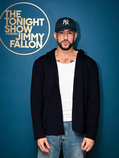 Bad Bunny The Tonight Show Black Hoodie Jacket.